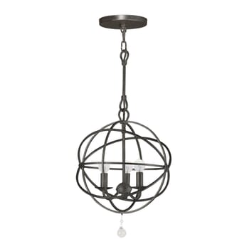 Crystorama Solaris 3-Light 17" Mini Chandelier in English Bronze with Clear Glass Drops Crystals