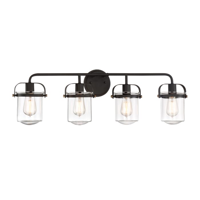 Jaxon 4-Light Bathroom Vanity Light Bar in Oil Rubbed Bronze Jaxon 4-Light Bathroom Vanity Light Bar in Oil Rubbed Bronze