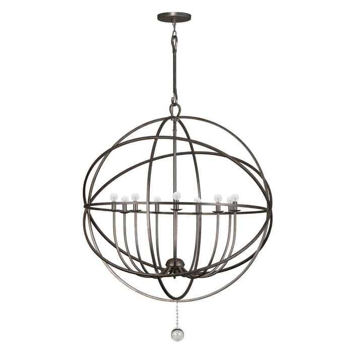 Crystorama Solaris 9-Light 50" Industrial Chandelier in English Bronze with Clear Glass Drops Crystals Crystorama Solaris 9-Light 50" Industrial Chandelier in English Bronze with Clear Glass Drops Crystals