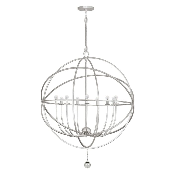 Crystorama Solaris 9-Light 50" Industrial Chandelier in Olde Silver with Clear Glass Drops Crystals Crystorama Solaris 9-Light 50" Industrial Chandelier in Olde Silver with Clear Glass Drops Crystals
