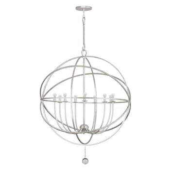 Crystorama Solaris 9-Light 50" Industrial Chandelier in Olde Silver with Clear Glass Drops Crystals