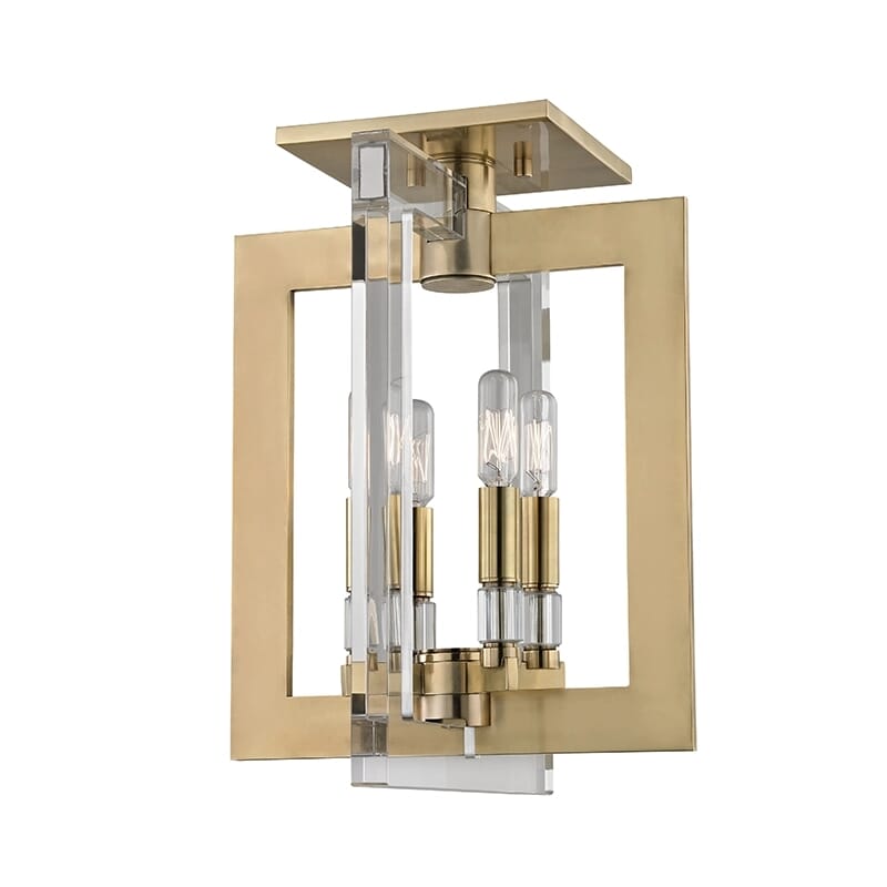 Wellington 4-Light 12" Ceiling Light in Aged Brass