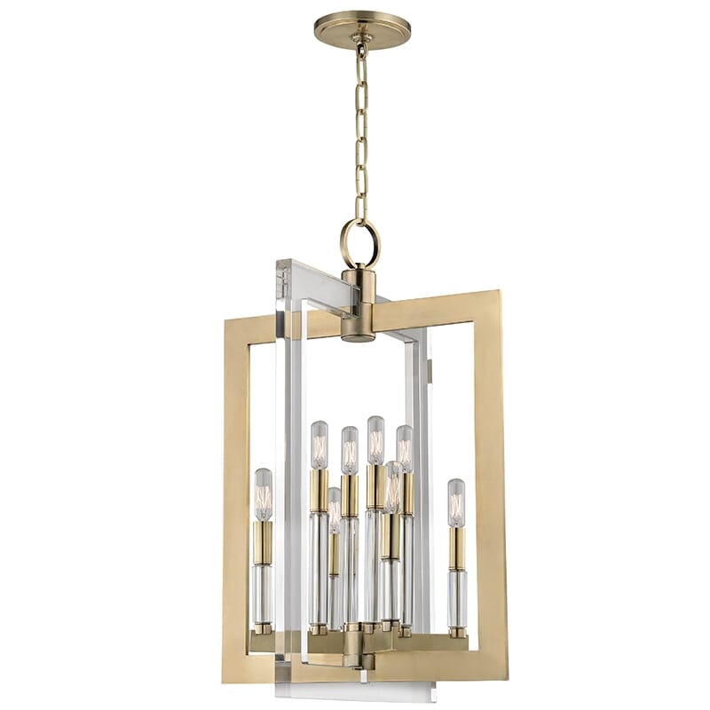 Wellington 8-Light 27" Pendant Light in Aged Brass