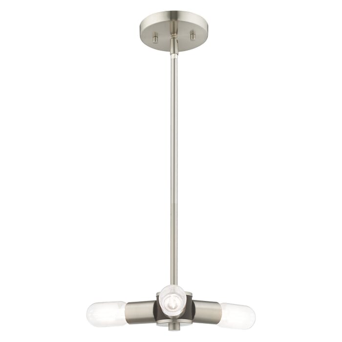 Copenhagen 3-Light Mini Chandelier in Brushed Nickel w with Bronzes Copenhagen 3-Light Mini Chandelier in Brushed Nickel w with Bronzes