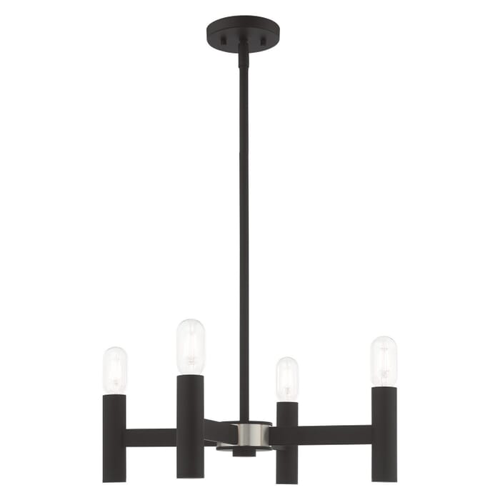 Copenhagen 4-Light Mini Chandelier in Black w with Brushed Nickels Copenhagen 4-Light Mini Chandelier in Black w with Brushed Nickels