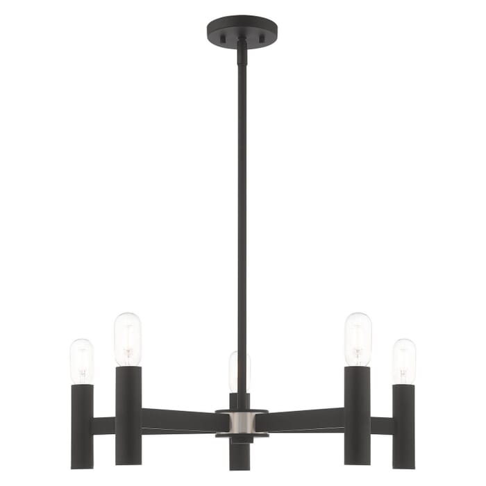 Copenhagen 5-Light Chandelier in Black w with Brushed Nickels Copenhagen 5-Light Chandelier in Black w with Brushed Nickels