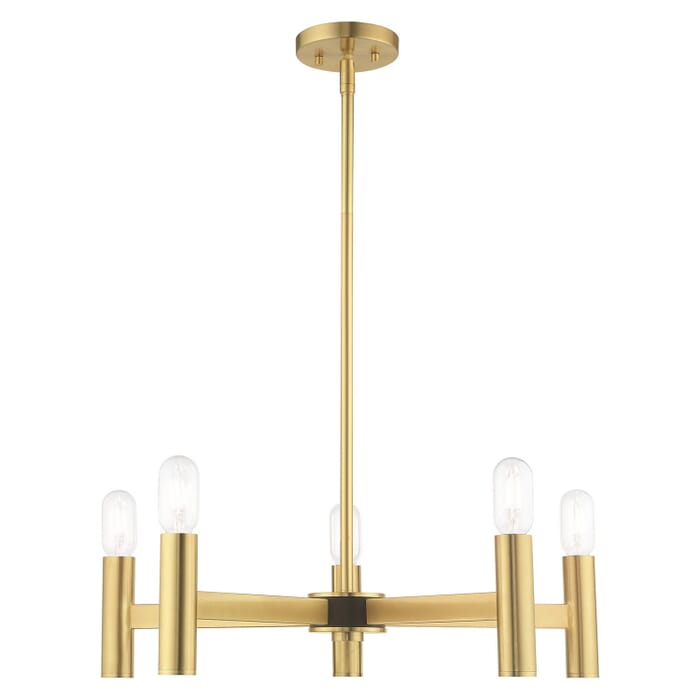 Copenhagen 5-Light Chandelier in Satin Brass w with Bronzes Copenhagen 5-Light Chandelier in Satin Brass w with Bronzes