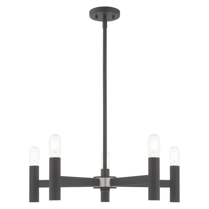 Copenhagen 5-Light Chandelier in Scandinavian Gray w with Brushed Nickels Copenhagen 5-Light Chandelier in Scandinavian Gray w with Brushed Nickels