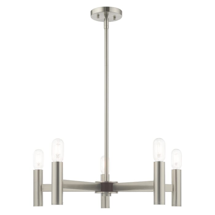 Copenhagen 5-Light Chandelier in Brushed Nickel w with Bronzes Copenhagen 5-Light Chandelier in Brushed Nickel w with Bronzes