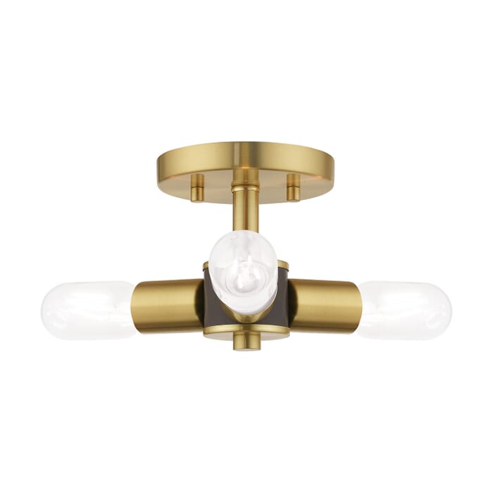 Copenhagen 3-Light Ceiling Mount in Satin Brass w with Bronzes Copenhagen 3-Light Ceiling Mount in Satin Brass w with Bronzes