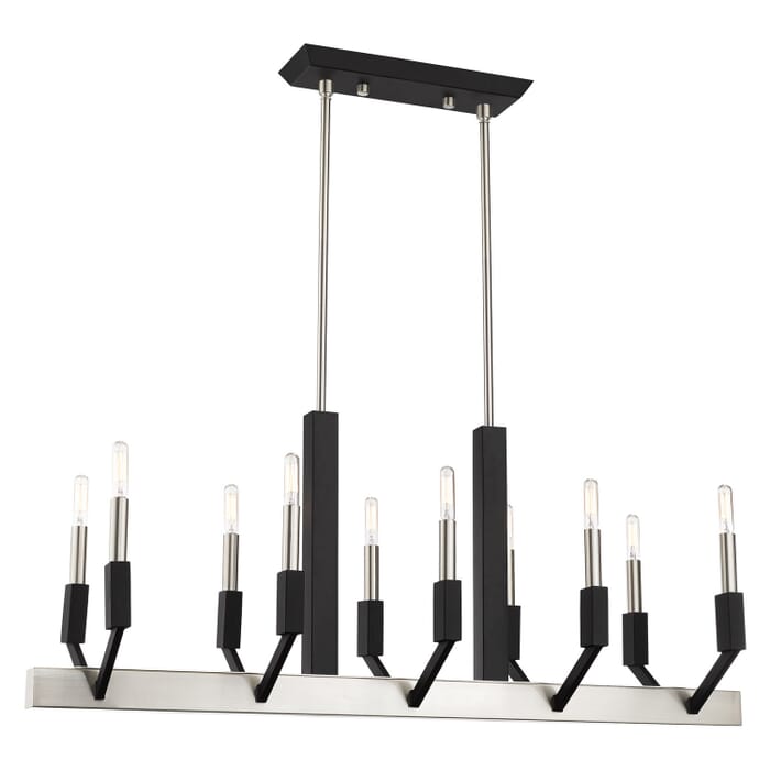 Beckett 10-Light Linear Chandelier in Brushed Nickel & Black Beckett 10-Light Linear Chandelier in Brushed Nickel & Black
