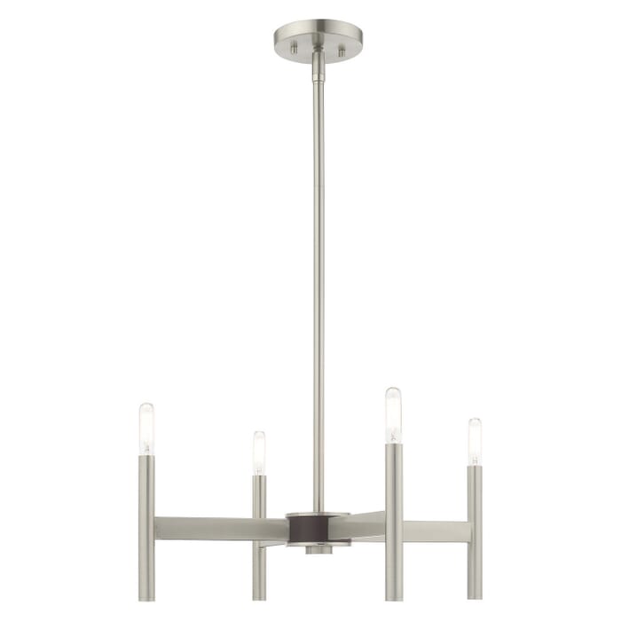 Copenhagen 4-Light Mini Chandelier in Brushed Nickel w with Bronzes Copenhagen 4-Light Mini Chandelier in Brushed Nickel w with Bronzes