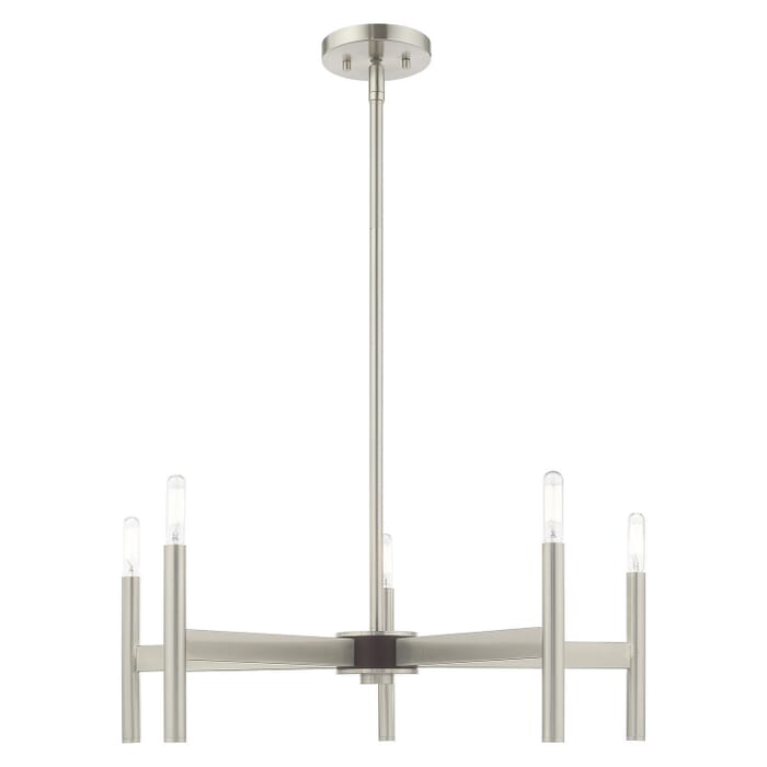 Copenhagen 5-Light Chandelier in Brushed Nickel w with Bronzes Copenhagen 5-Light Chandelier in Brushed Nickel w with Bronzes