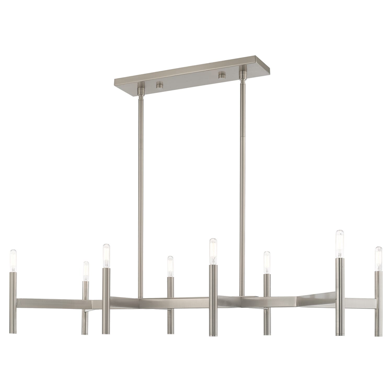 Copenhagen 8-Light Linear Chandelier in Brushed Nickel