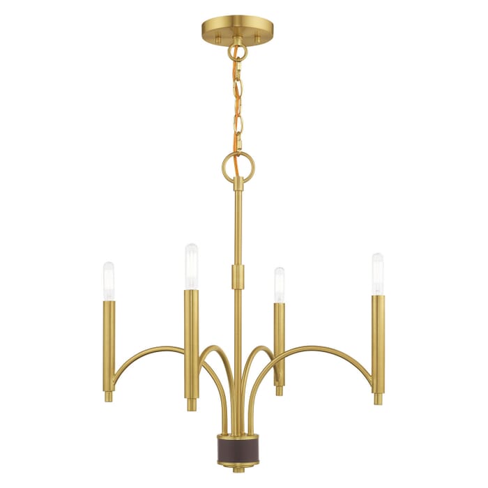 Wisteria 4-Light Mini Chandelier in Satin Brass w with Bronze Wisteria 4-Light Mini Chandelier in Satin Brass w with Bronze