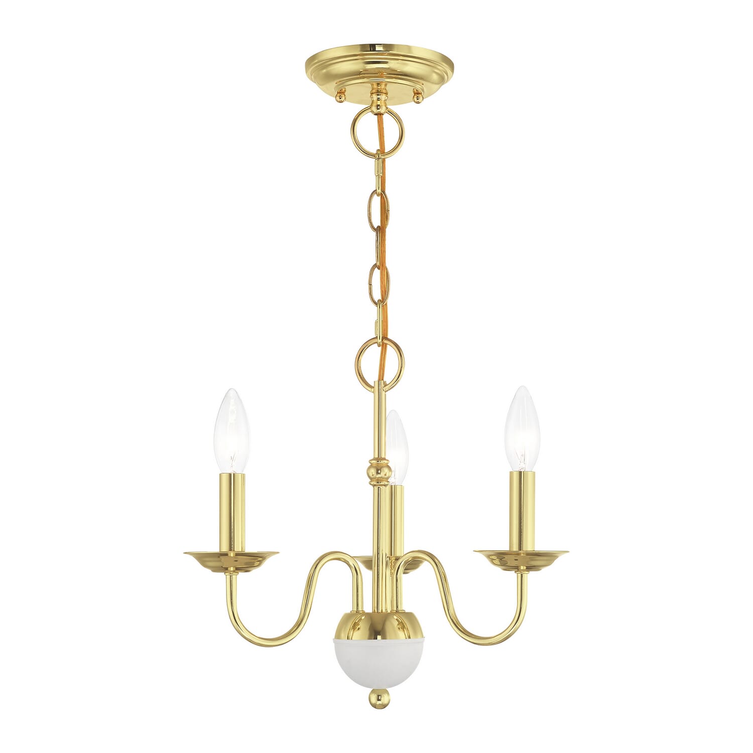 Windsor 3-Light Mini Chandelier in Polished Brass w with White
