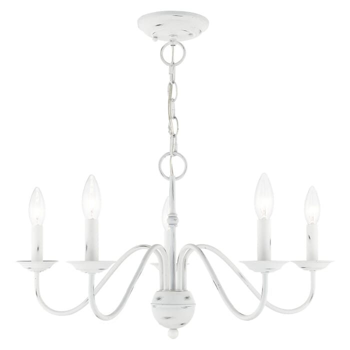 Windsor 5-Light Chandelier in Antique White Windsor 5-Light Chandelier in Antique White