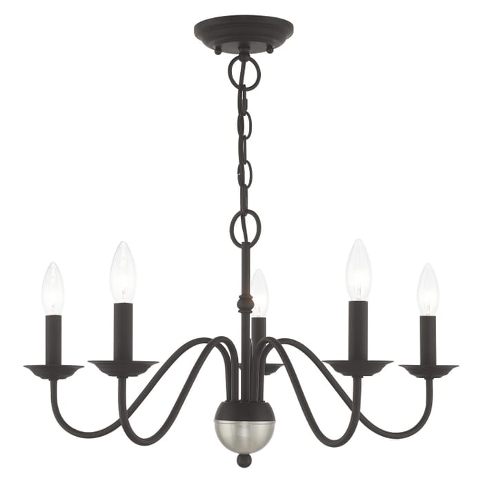 Windsor 5-Light Chandelier in Black w with Brushed Nickel Windsor 5-Light Chandelier in Black w with Brushed Nickel