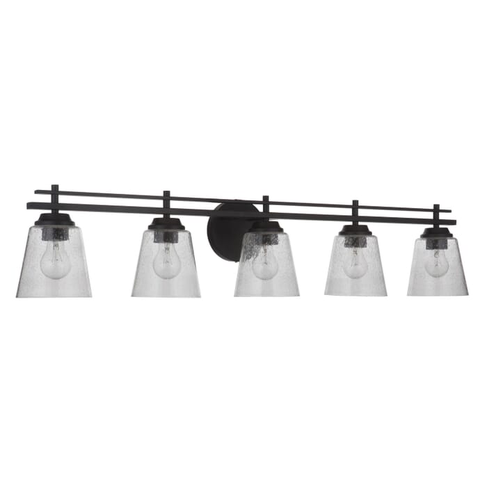 Drake 5-Light Bathroom Vanity Light in Flat Black Drake 5-Light Bathroom Vanity Light in Flat Black