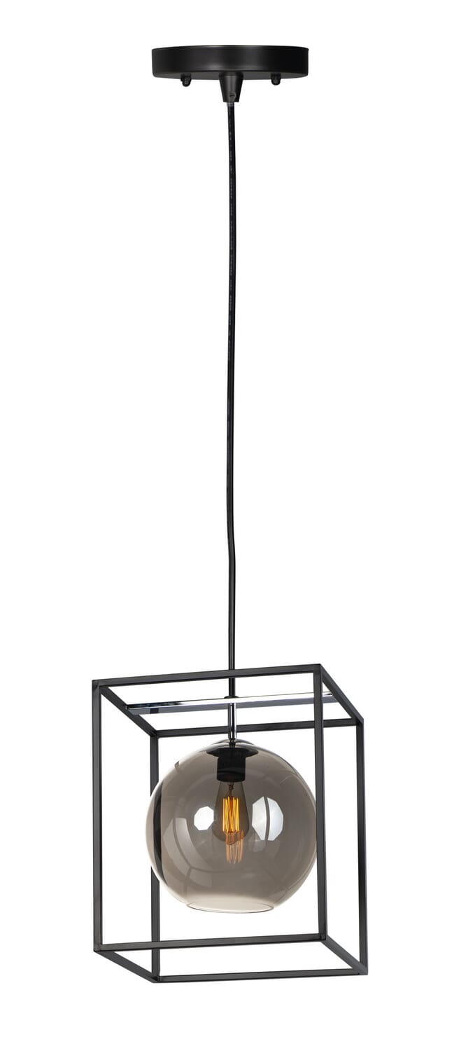 Fluid 1-Light LED Pendant in Black with Polished Chrome