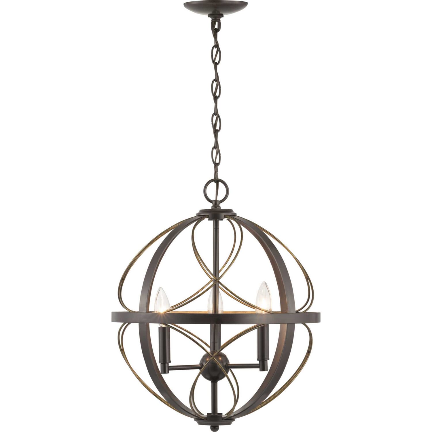 Antique Bronze Three Light Pendant from the Brandywine Collection