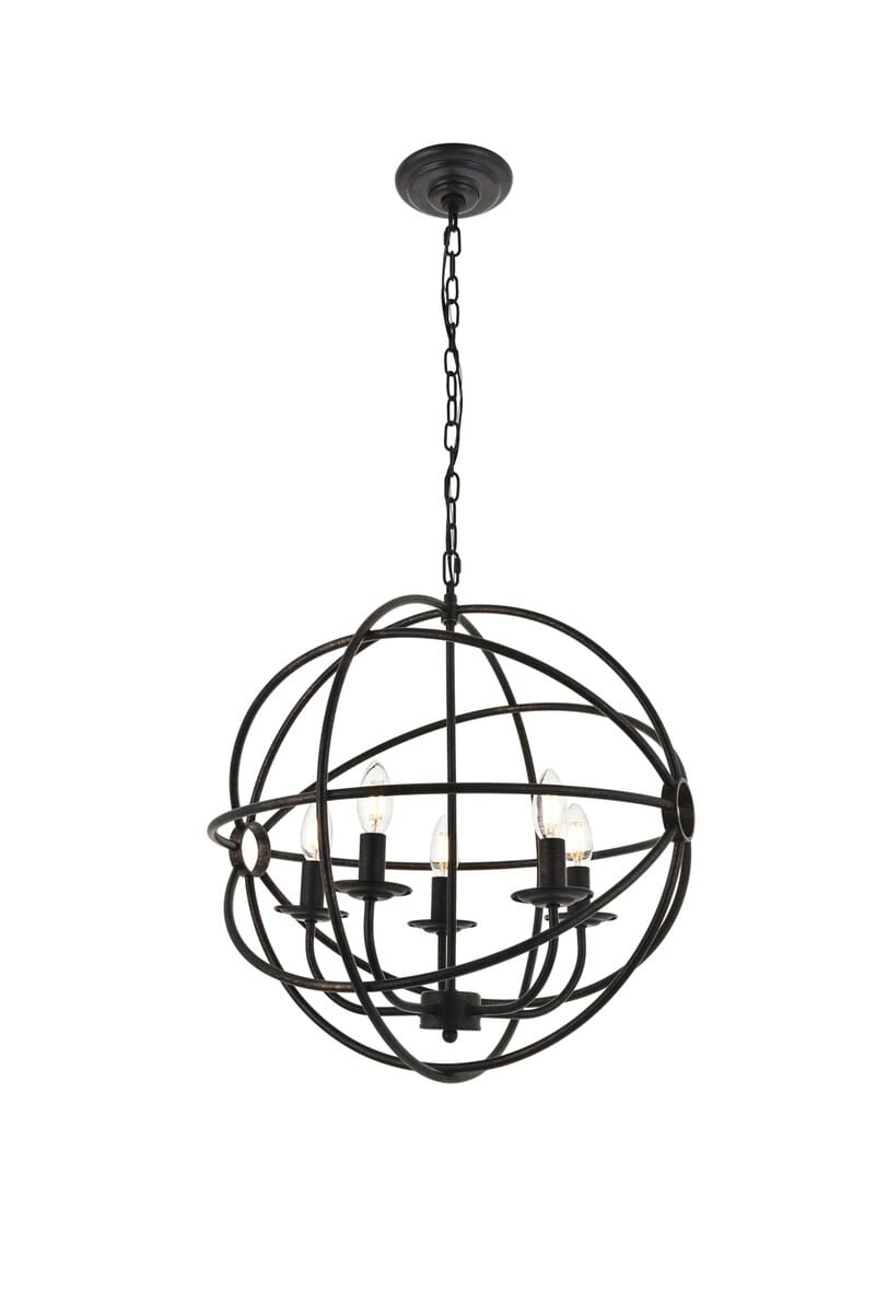 Octavia 5-Light Pendant in dark brown