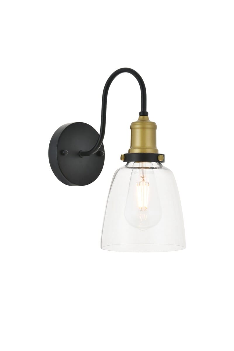 Felicity 1-Light Wall Sconce in Brass and Black