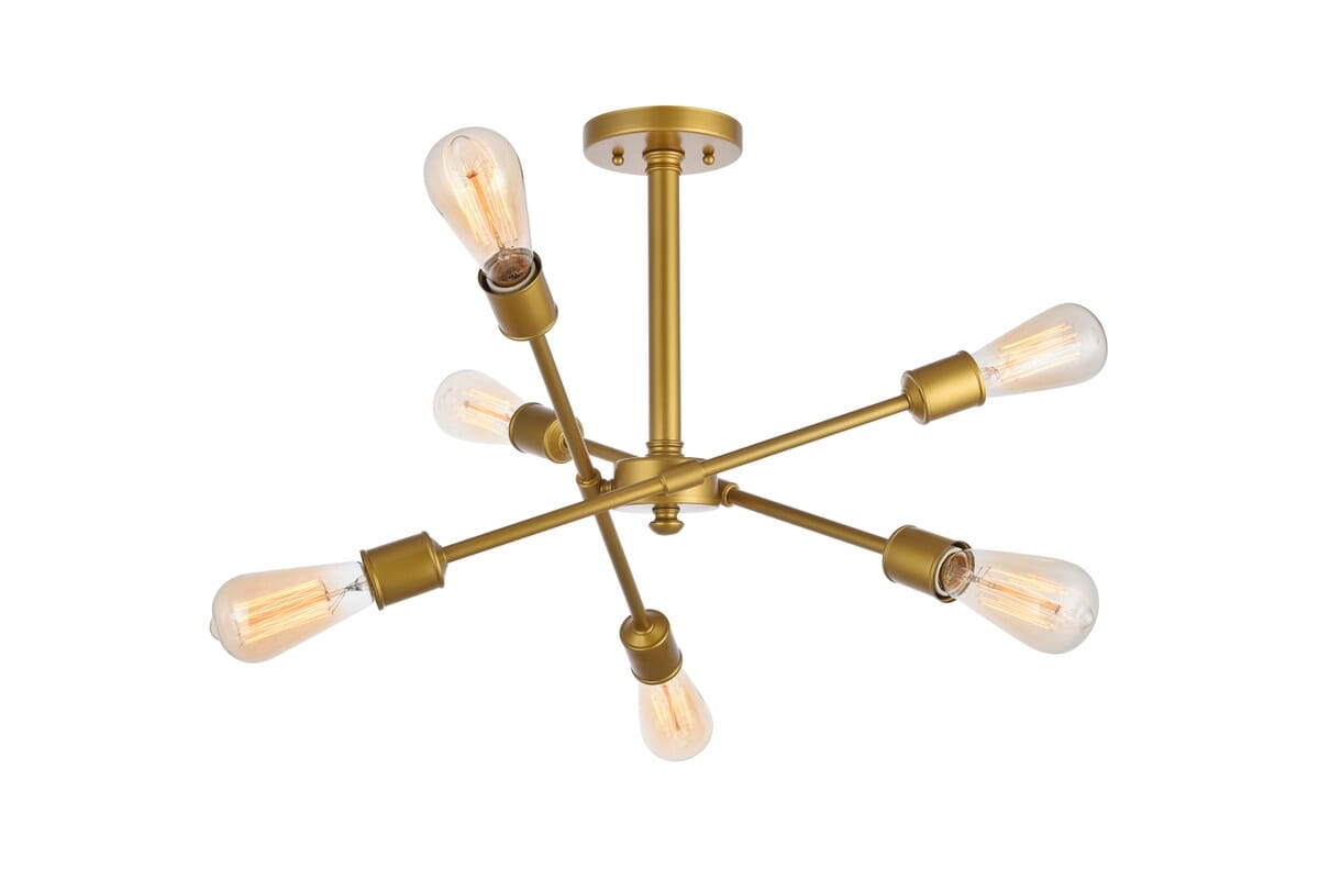 Axel 6-Light Flush Mount in Brass