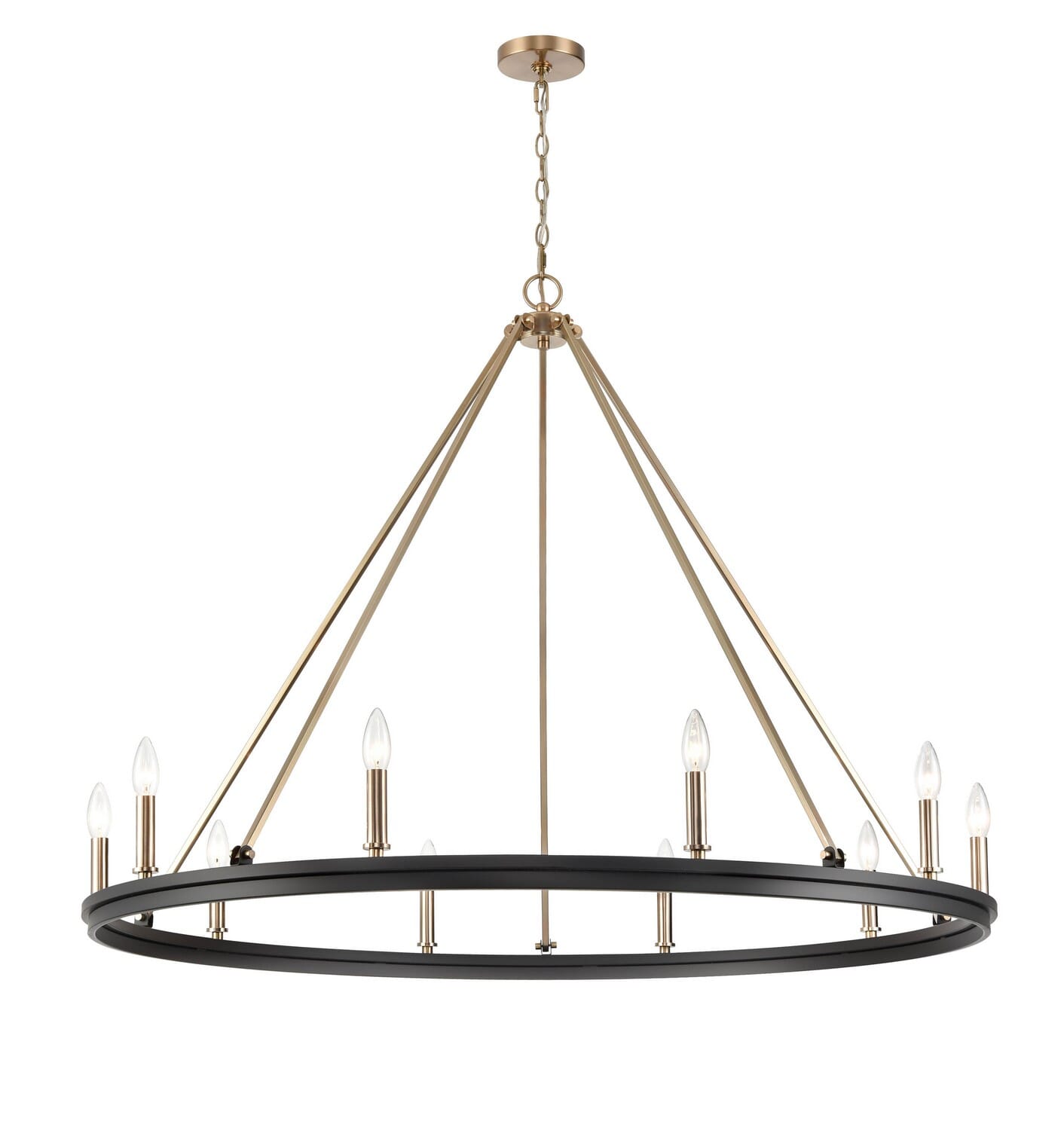 Carruth 10Light Chandelier in Matte Black Modern Gold