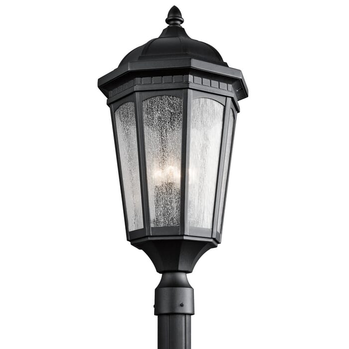 Kichler Lighting Courtyard 3-Light Post Lantern in Textured Black Kichler Lighting Courtyard 3-Light Post Lantern in Textured Black