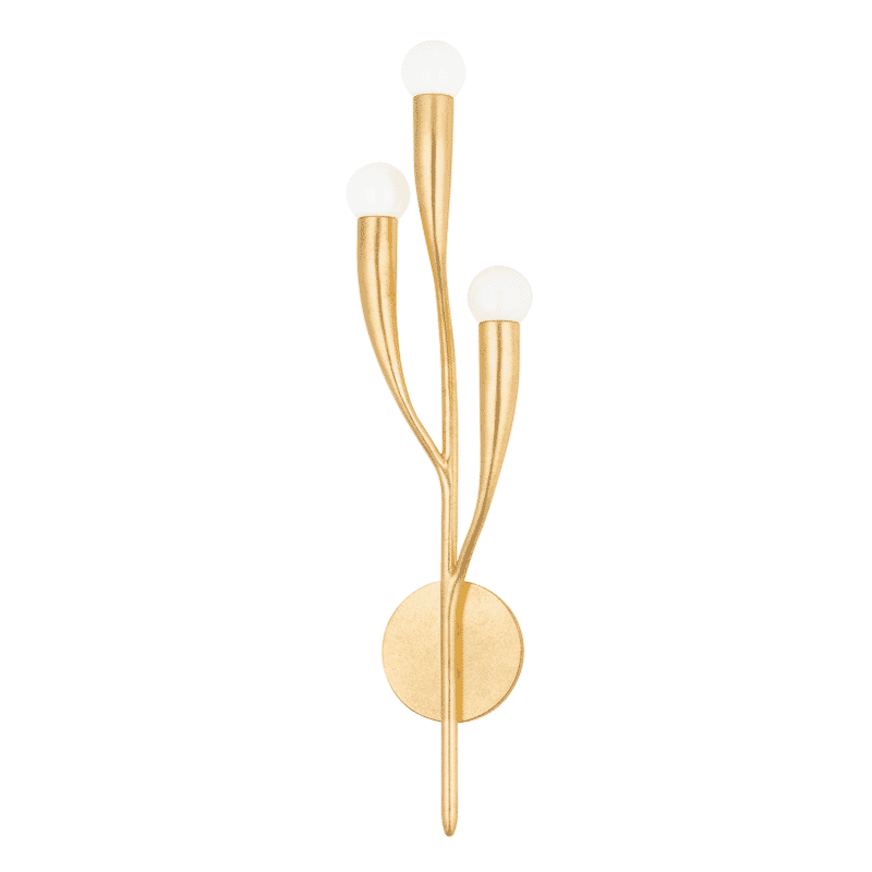 Photos - Chandelier / Lamp Vintage Hudson Valley  Gold Leaf Three Light Wall Sconce from the Labra Collection 9603-VGL 