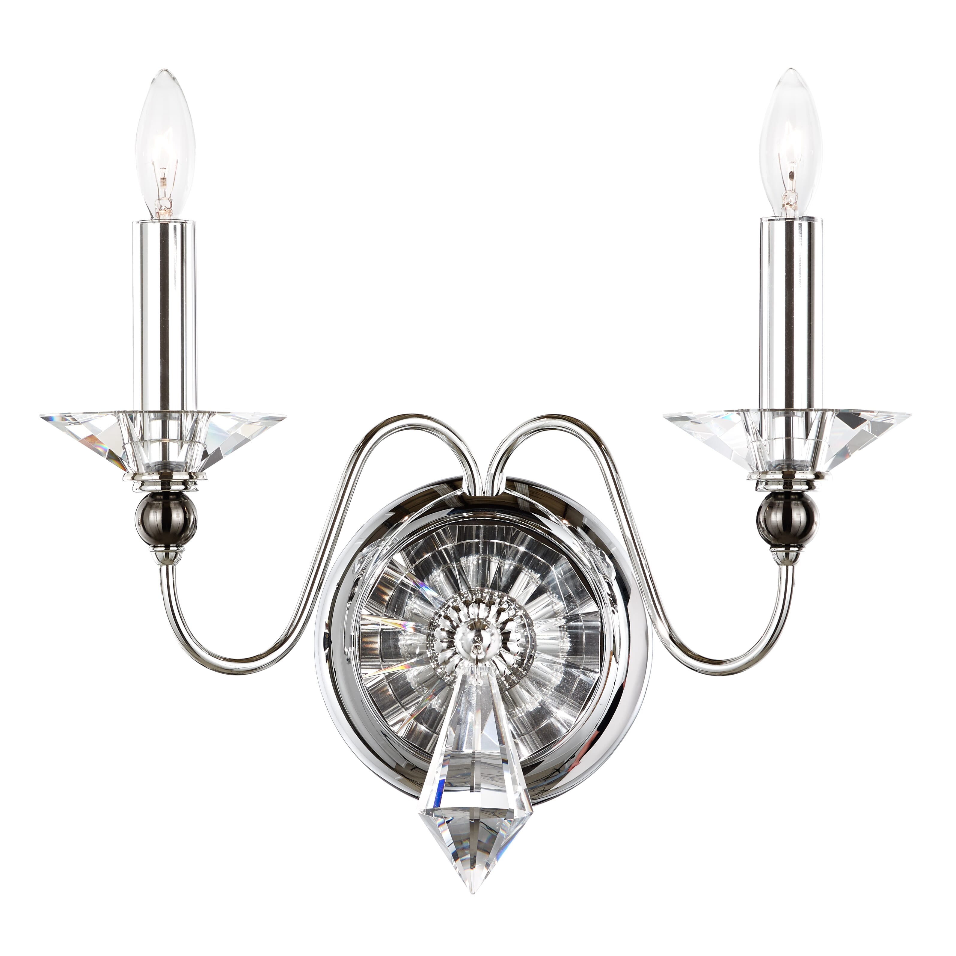 Schonbek Jasmine 2-Light Wall Sconce in Silver with Clear Optic Crystals