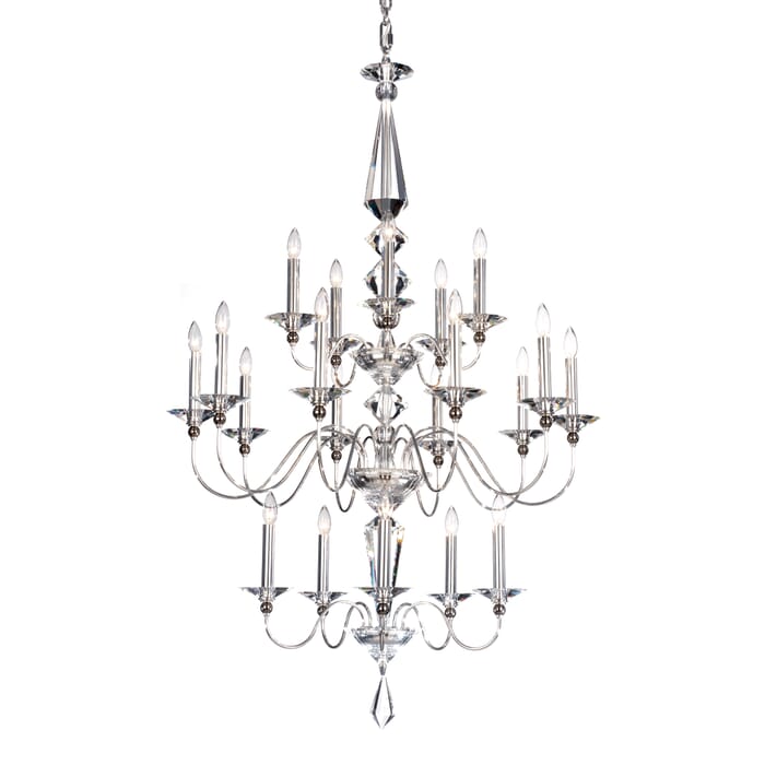 Schonbek Jasmine 20-Light Chandelier in Silver with Clear Optic Crystals Schonbek Jasmine 20-Light Chandelier in Silver with Clear Optic Crystals