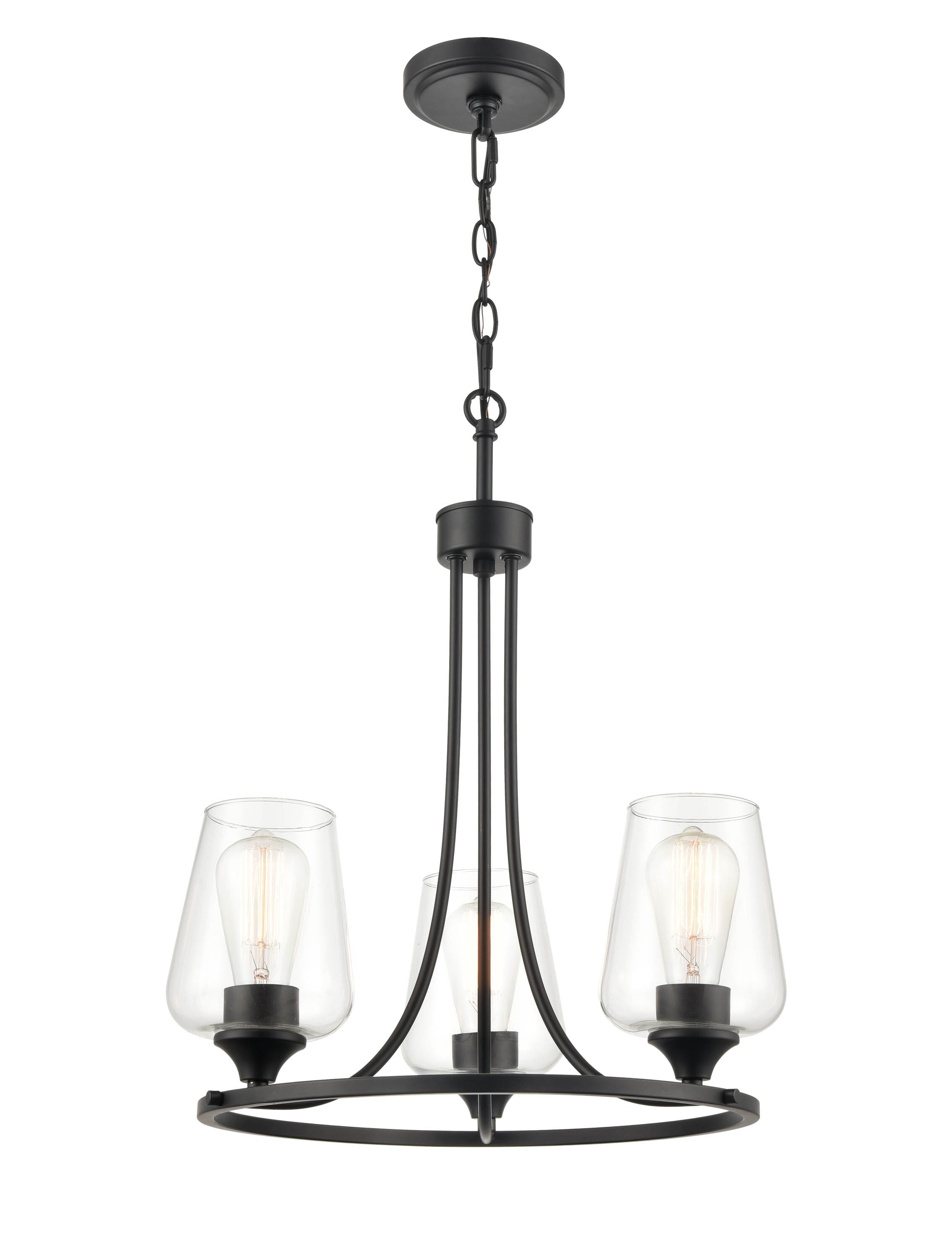 Millennium Ashford 3-Light Transitional Chandelier in Matte Black - 9723-MB