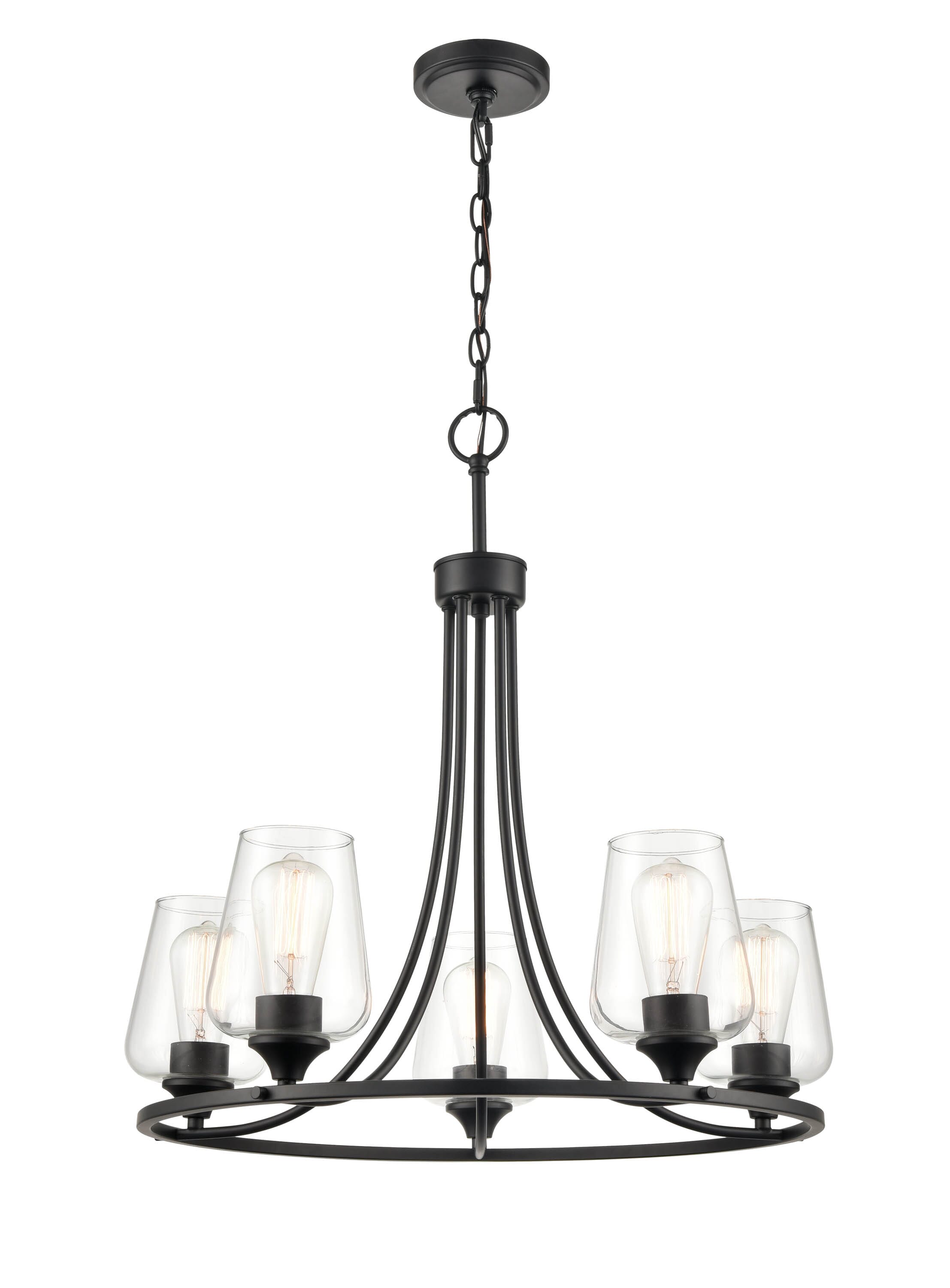 Millennium Ashford 5-Light Transitional Chandelier in Matte Black - 9725-MB