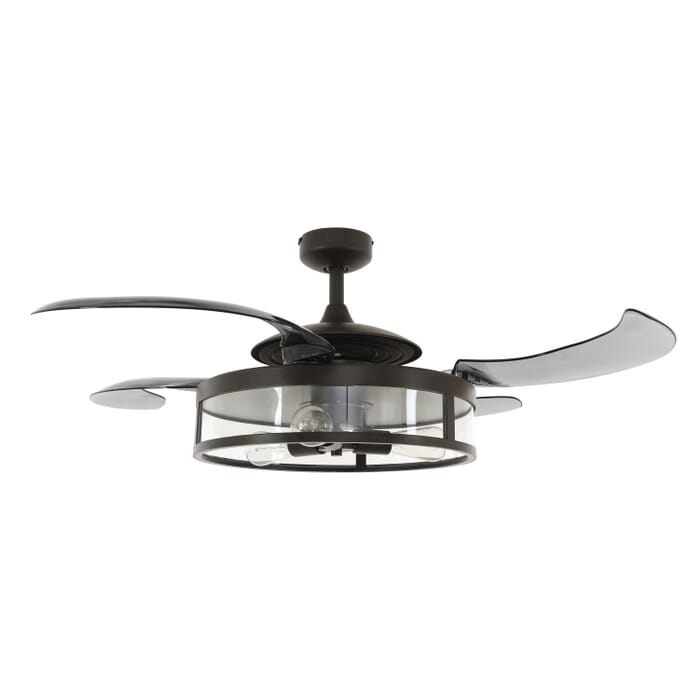 Classic 3-Light 48in Fandelier in Antique Black and Smoke Classic 3-Light 48in Fandelier in Antique Black and Smoke