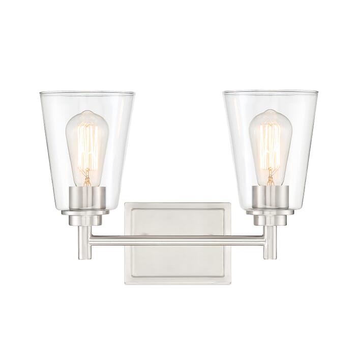 Westin 2-Light Bathroom Vanity Light Bar in Satin Platinum Westin 2-Light Bathroom Vanity Light Bar in Satin Platinum
