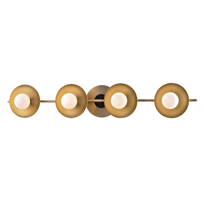 Hudson Valley Julien 4-Light 27" Bathroom Vanity Light in Aged Brass Hudson Valley Julien 4-Light 27" Bathroom Vanity Light in Aged Brass