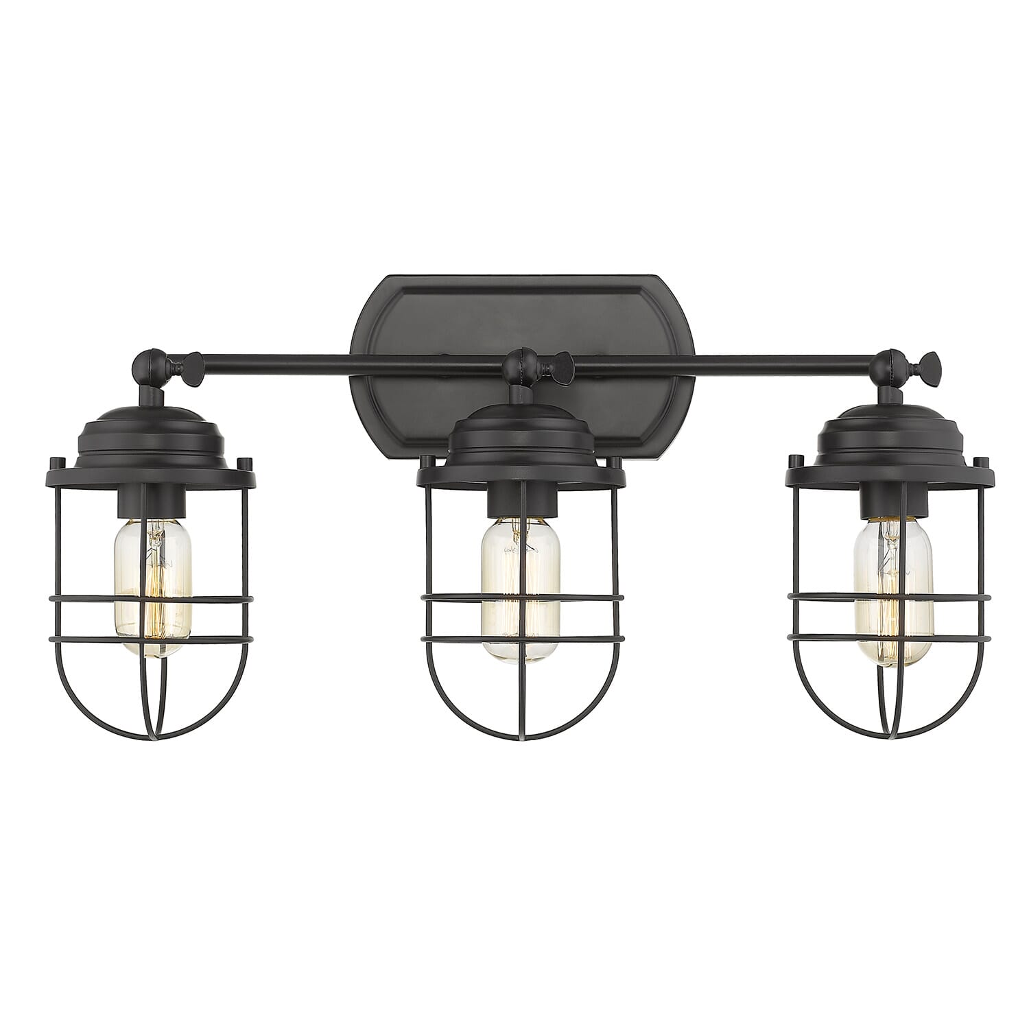 Golden Seaport 3-Light 21" Bathroom Vanity Light in Black