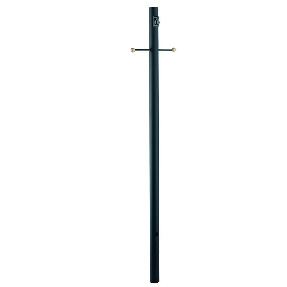 7-ft Black Direct Burial Post With Outlet And Cross Arm