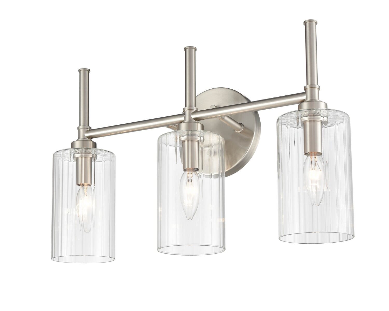 Brushed Nickel Three Light Vanity from the Chastine Collection
