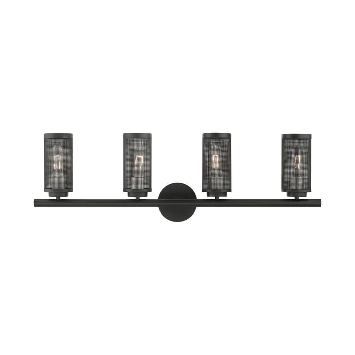 Industro 4-Light Bathroom Vanity Light in Black w with Brushed Nickels Industro 4-Light Bathroom Vanity Light in Black w with Brushed Nickels