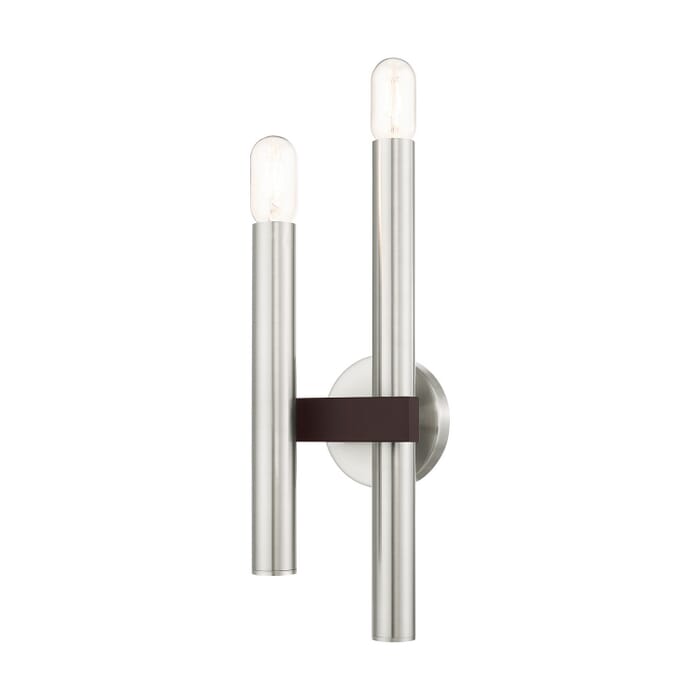 Helsinki 2-Light Wall Sconce in Brushed Nickel w with Bronzes Helsinki 2-Light Wall Sconce in Brushed Nickel w with Bronzes
