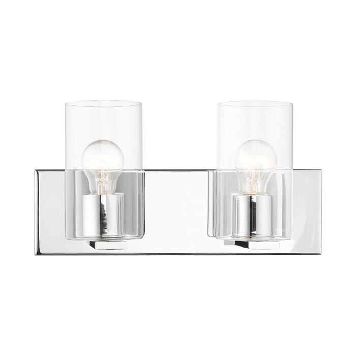 Zurich 2-Light Bathroom Vanity Light in Polished Chrome Zurich 2-Light Bathroom Vanity Light in Polished Chrome