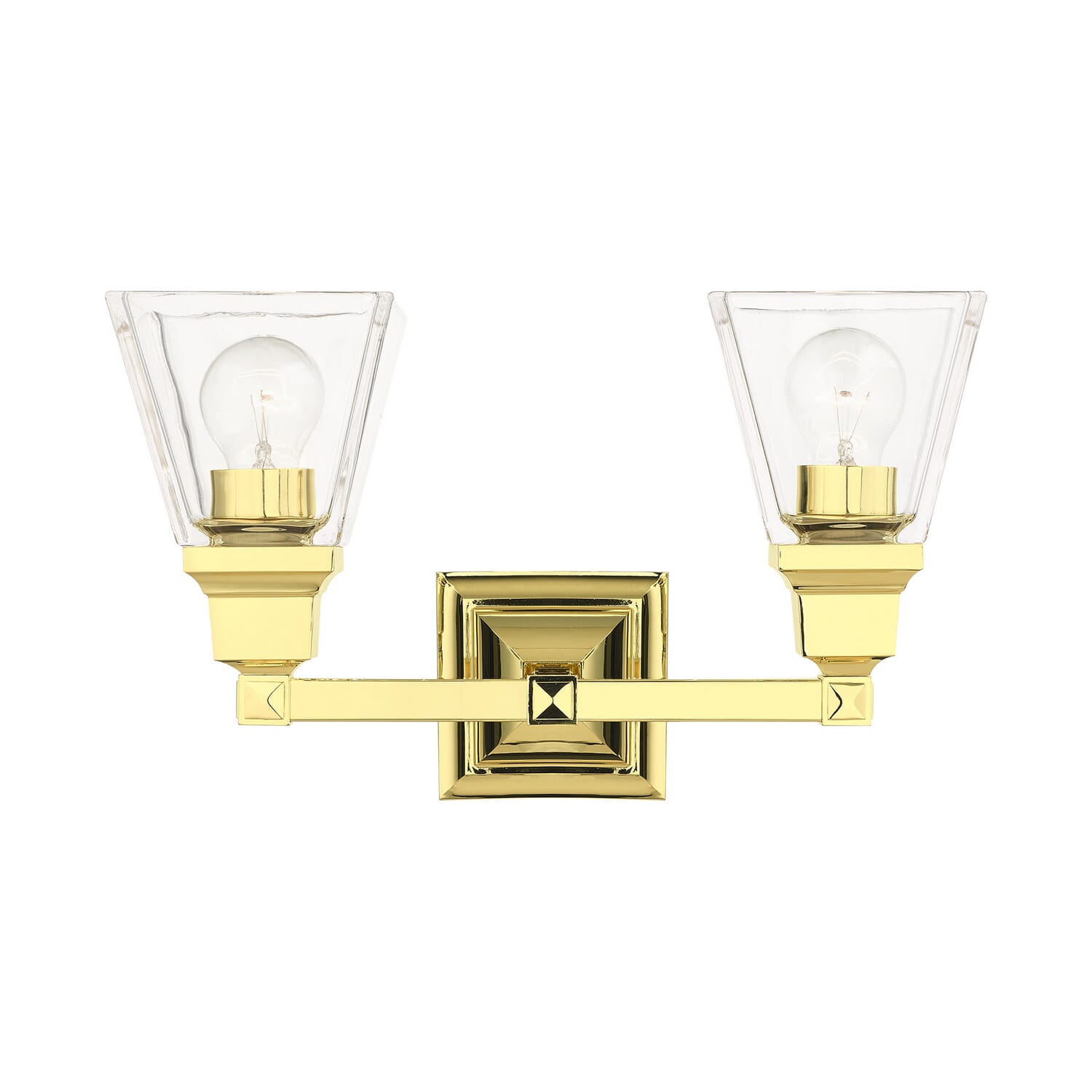 Mission 2-Light Bathroom Vanity Light in Polished Brass