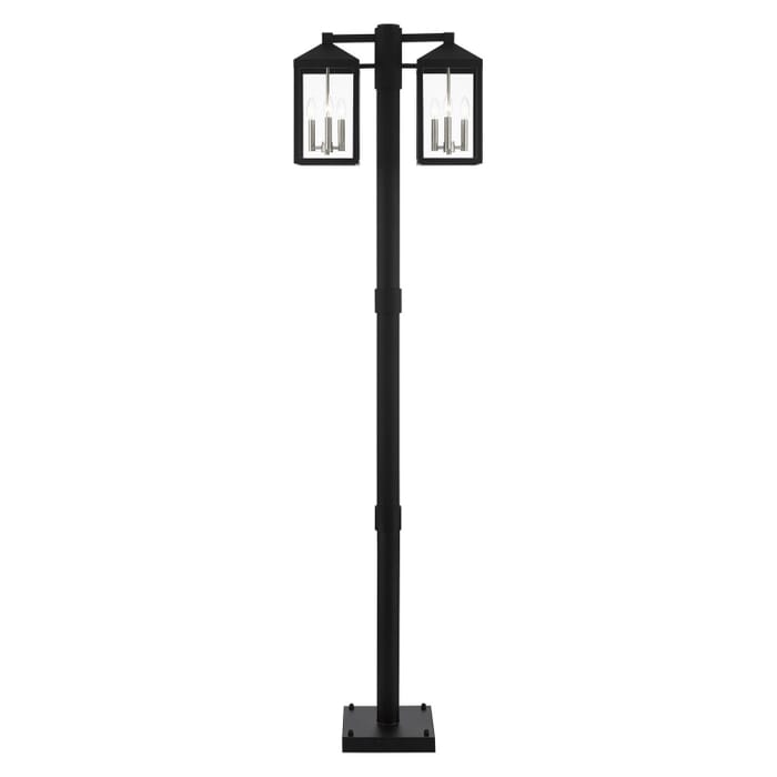 Nyack 6-Light Outdoor Post Light in Black w with Brushed Nickel Cluster and Stainless Steel Post Nyack 6-Light Outdoor Post Light in Black w with Brushed Nickel Cluster and Stainless Steel Post