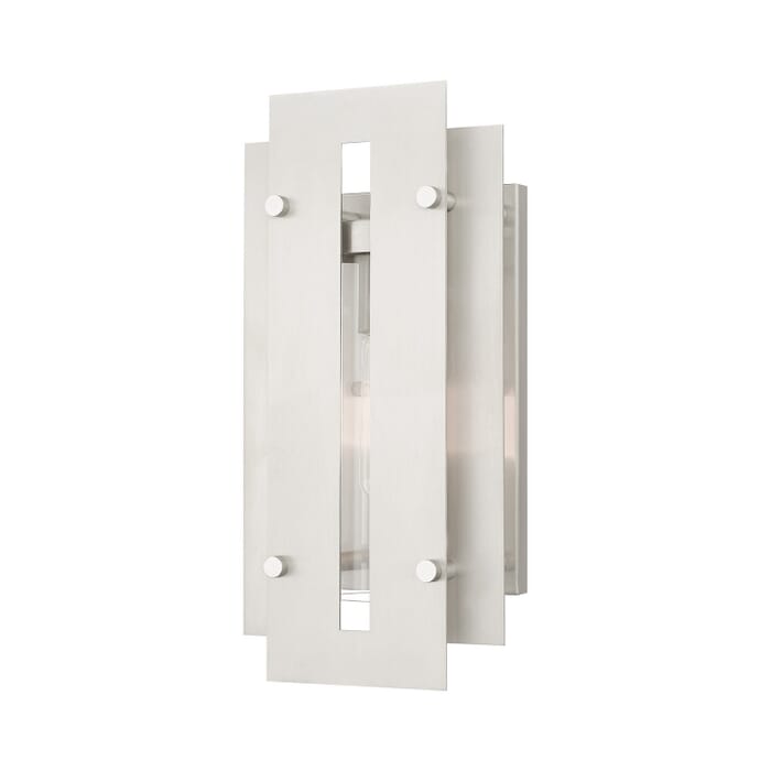 Utrecht 1-Light Outdoor Wall Lantern in Brushed Nickels Utrecht 1-Light Outdoor Wall Lantern in Brushed Nickels