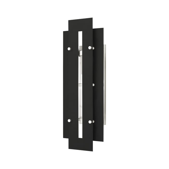 Utrecht 1-Light Outdoor Wall Lantern in Black w with Brushed Nickels Utrecht 1-Light Outdoor Wall Lantern in Black w with Brushed Nickels
