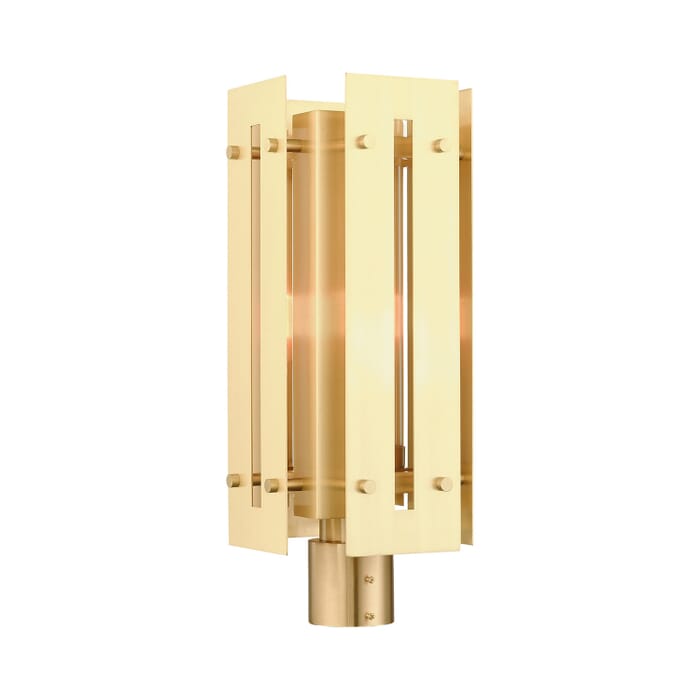 Utrecht 1-Light Outdoor Post Top Lantern in Satin Brass Utrecht 1-Light Outdoor Post Top Lantern in Satin Brass