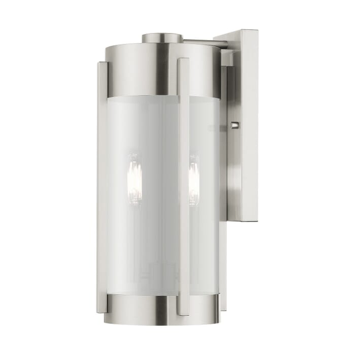 Sheridan 2-Light Outdoor Wall Lantern in Brushed Nickel Sheridan 2-Light Outdoor Wall Lantern in Brushed Nickel